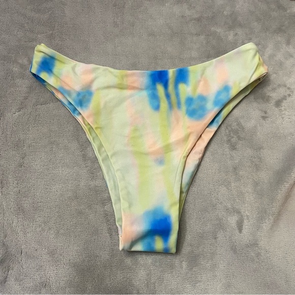 New! Aila Blue Green Acid Tie Dye Cheeky Swim Bikini Bottom 10688 - Picture 2 of 7